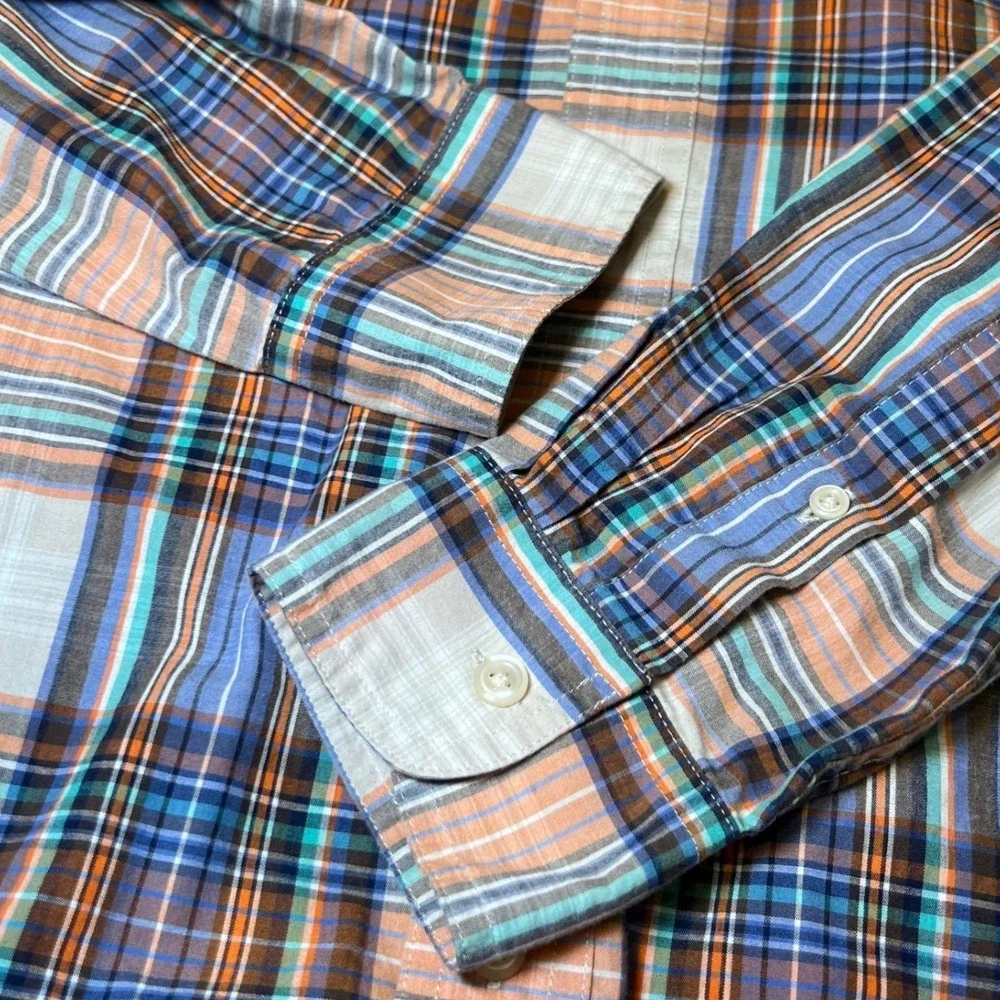 Chaps Mens Size Medum Custom Fit Shirt Plaid Long Sleeve Business Casual Preppy